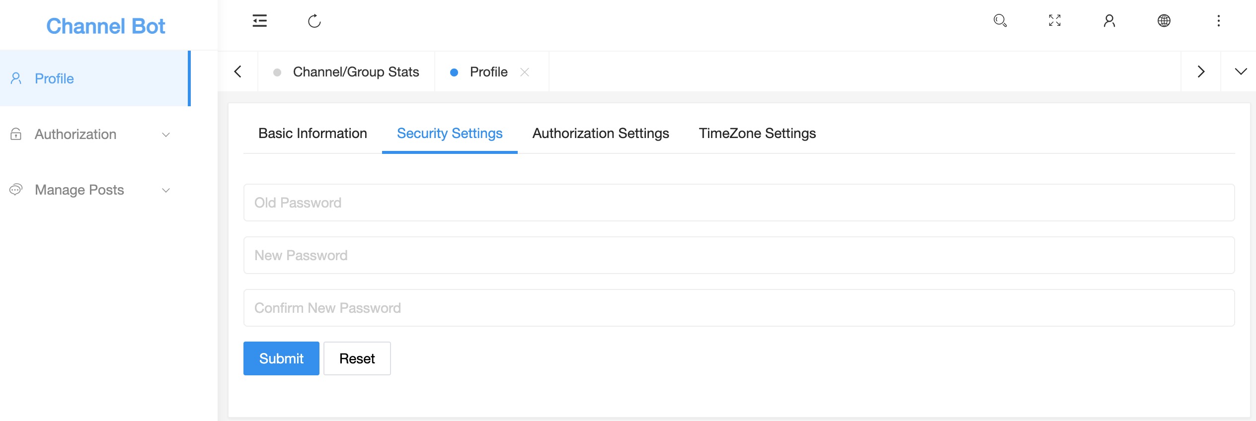 security settings